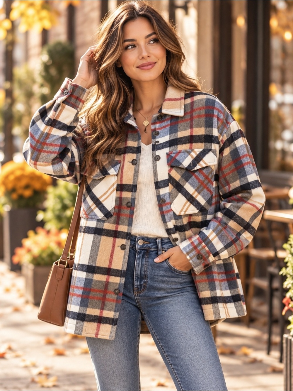 Zara Plaid Wool Blend Oversized Shacket Jacket | Cozy Fall Preppy Small Fall
